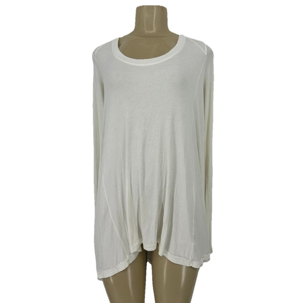 Free People Relaxed Scoop Neck Long Sleeve Tee in Ivory
